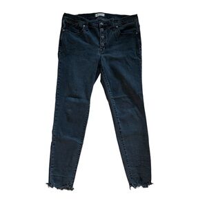 Madewell Jeans Womens 32 Black Skinny 9" High Rise Raw Hem Light Wash Denim